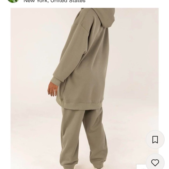 BRAND NEW ESSENTIALS sage green 2 piece hoodie jogger oversized 100% cotton set - Picture 7 of 9
